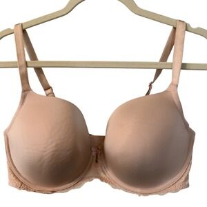 Torrid Curvy‎ Bra 40 DD Beige Lace Trim Full Coverage Underwire Support